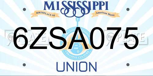 6ZSA075 Mississippi License Plate