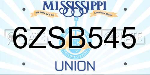 6ZSB545 Mississippi License Plate