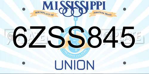 6ZSS845 Mississippi License Plate