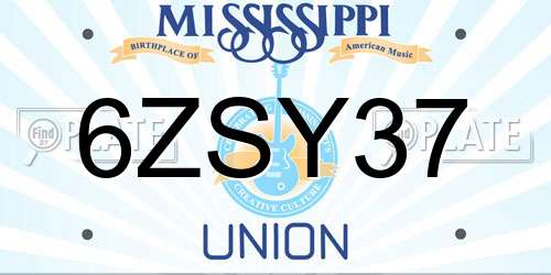6ZSY37 Mississippi License Plate