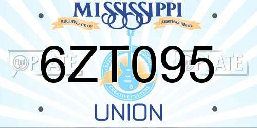 6ZT095 Mississippi License Plate
