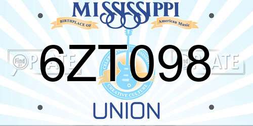6ZT098 Mississippi License Plate