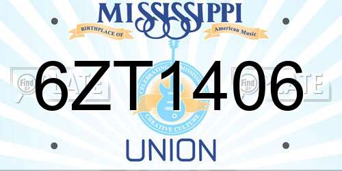 6ZT1406 Mississippi License Plate