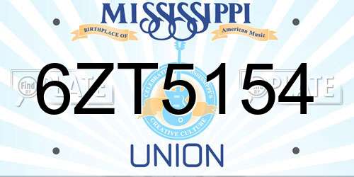 6ZT5154 Mississippi License Plate
