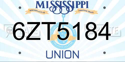 6ZT5184 Mississippi License Plate