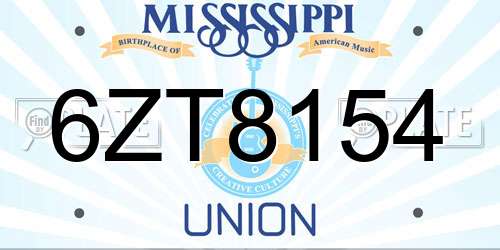 6ZT8154 Mississippi License Plate