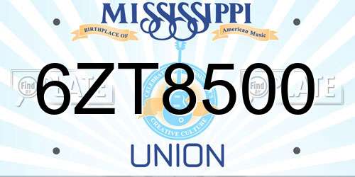 6ZT8500 Mississippi License Plate
