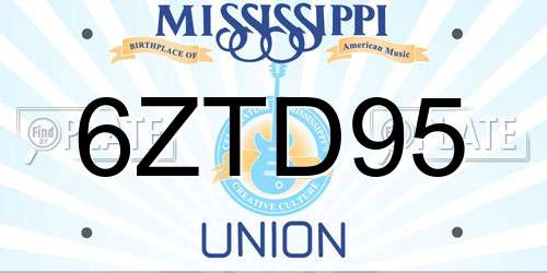 6ZTD95 Mississippi License Plate