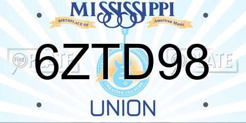6ZTD98 Mississippi License Plate