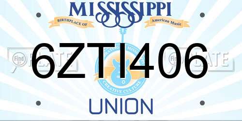 6ZTI406 Mississippi License Plate