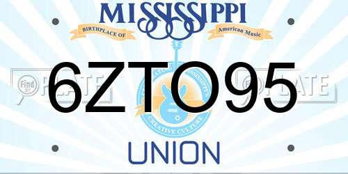 6ZTO95 Mississippi License Plate