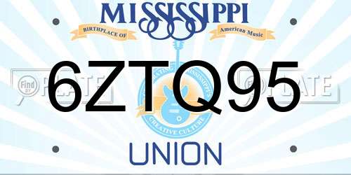 6ZTQ95 Mississippi License Plate