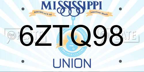 6ZTQ98 Mississippi License Plate