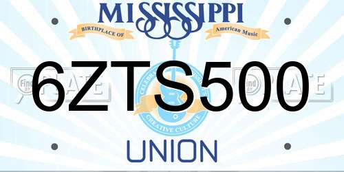 6ZTS500 Mississippi License Plate