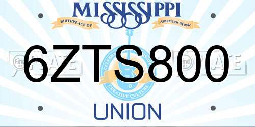 6ZTS800 Mississippi License Plate
