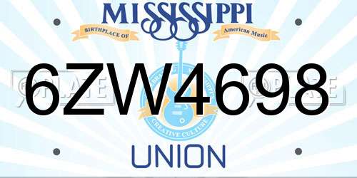 6ZW4698 Mississippi License Plate
