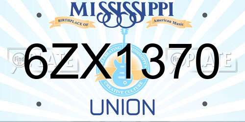 6ZX1370 Mississippi License Plate