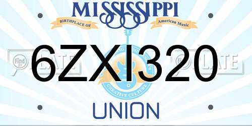 6ZXI320 Mississippi License Plate