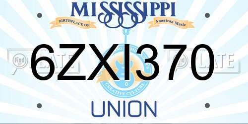 6ZXI370 Mississippi License Plate