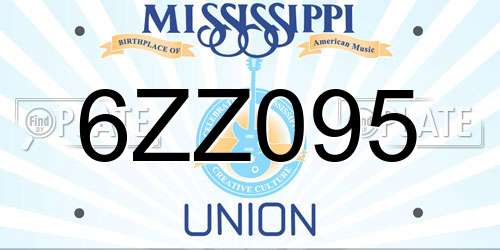 6ZZ095 Mississippi License Plate