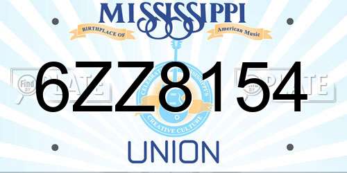 6ZZ8154 Mississippi License Plate