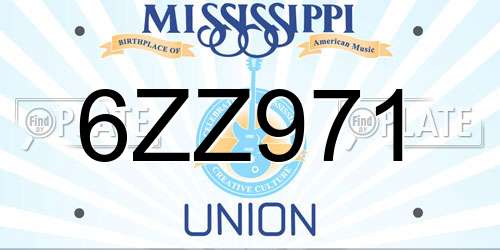 6ZZ971 Mississippi License Plate