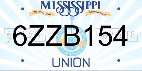 6ZZB154 Mississippi License Plate