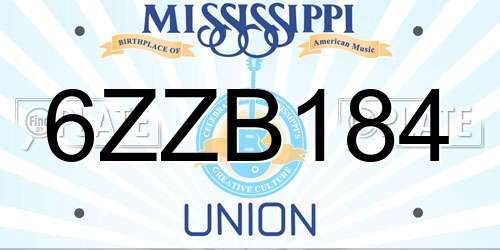 6ZZB184 Mississippi License Plate