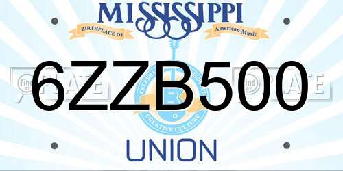 6ZZB500 Mississippi License Plate