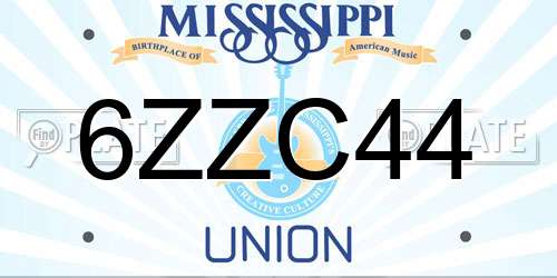 6ZZC44 Mississippi License Plate