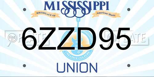 6ZZD95 Mississippi License Plate