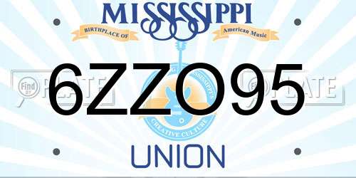 6ZZO95 Mississippi License Plate