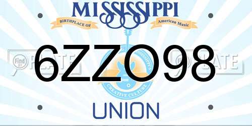 6ZZO98 Mississippi License Plate