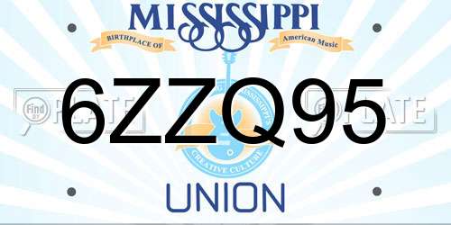 6ZZQ95 Mississippi License Plate