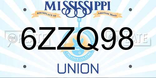 6ZZQ98 Mississippi License Plate