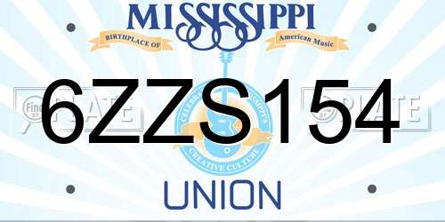 6ZZS154 Mississippi License Plate