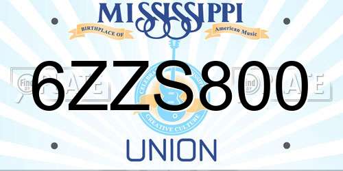 6ZZS800 Mississippi License Plate