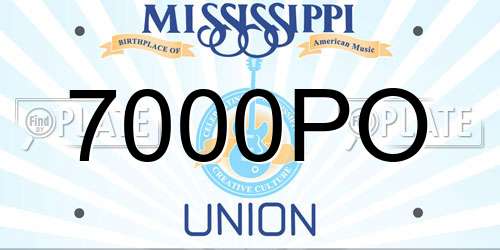 7000PO Mississippi License Plate