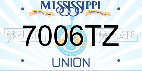 7006TZ Mississippi License Plate