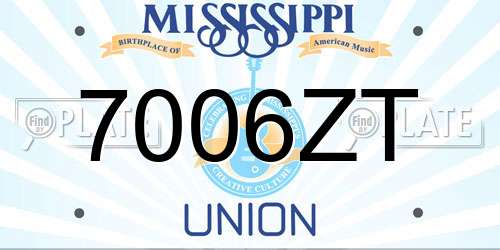 7006ZT Mississippi License Plate