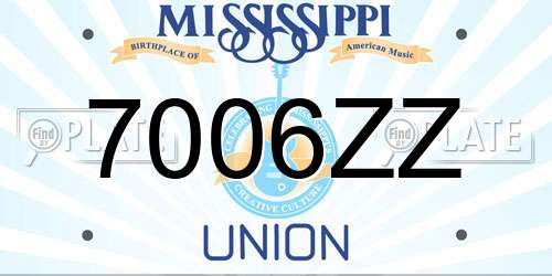 7006ZZ Mississippi License Plate