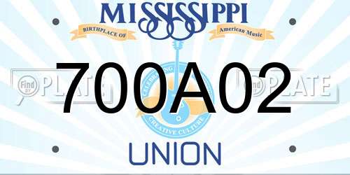 700A02 Mississippi License Plate