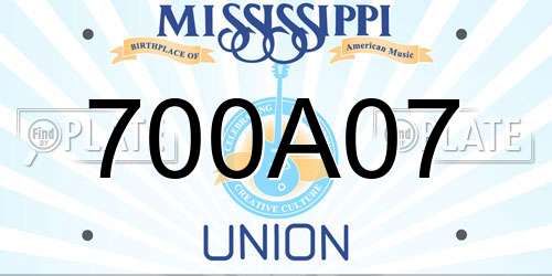 700A07 Mississippi License Plate