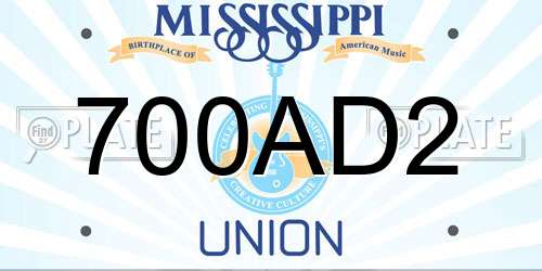 700AD2 Mississippi License Plate