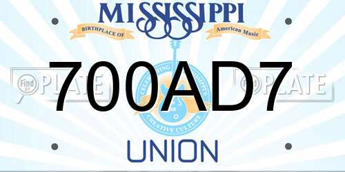 700AD7 Mississippi License Plate