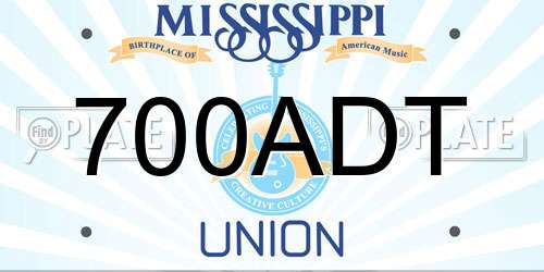 700ADT Mississippi License Plate