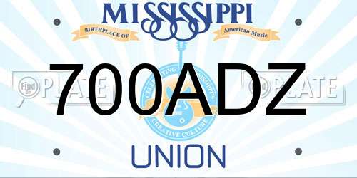 700ADZ Mississippi License Plate