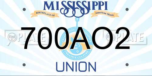 700AO2 Mississippi License Plate