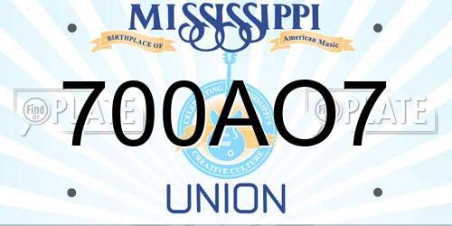 700AO7 Mississippi License Plate
