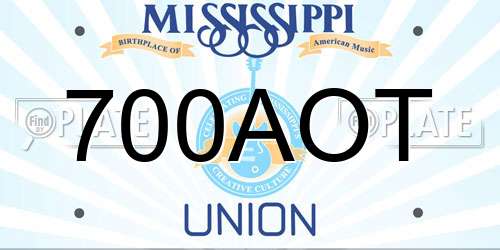 700AOT Mississippi License Plate